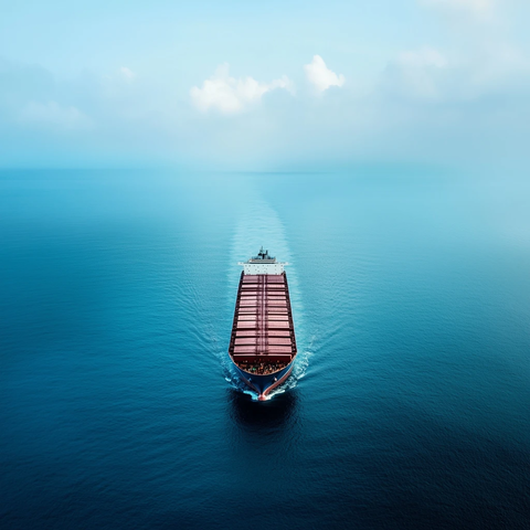 远洋货轮蓝海航行