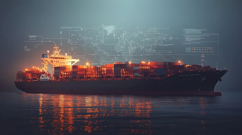 集装箱船与全球航运数据图