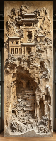 大型木雕作品展现古代楼阁建筑之美