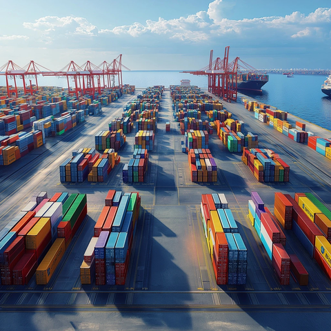 工业港口货柜码头全景