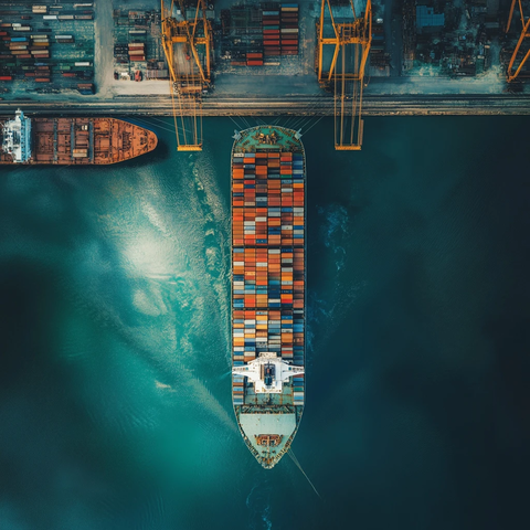 货船到达城市港口