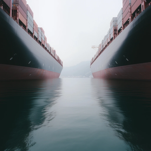 货轮船队近距离拍摄