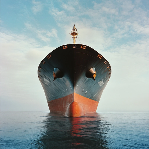 集装箱船头浮于水面