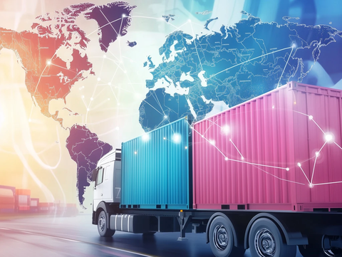货运卡车与全球运输路线