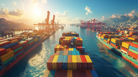 大型货船港口装卸场景