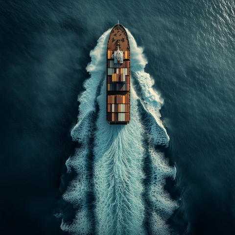 海上集装箱船尾流水迹