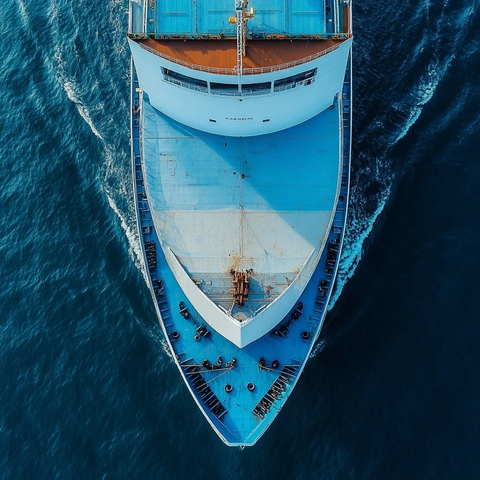 蓝色白色货船半截