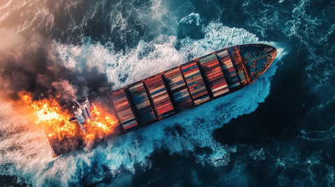 大型货船事故超清摄影