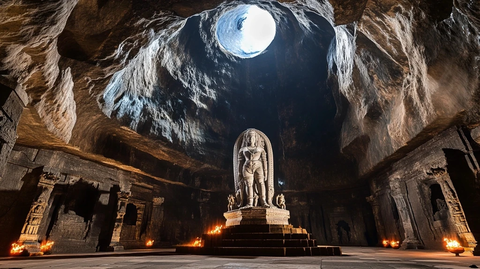 洞穴内的古老雕像