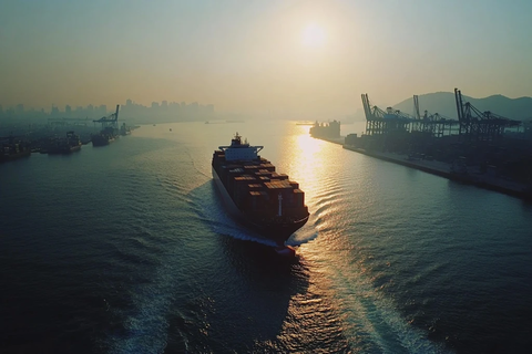 大型货船驶向港口