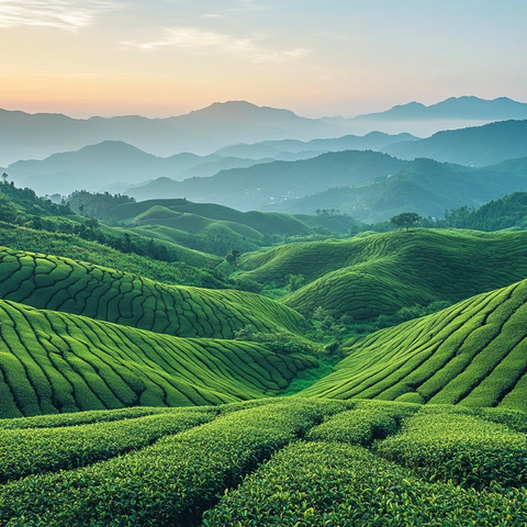 茶山梯田茶树排列