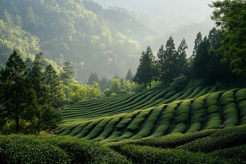 茶树丛林春日阳光