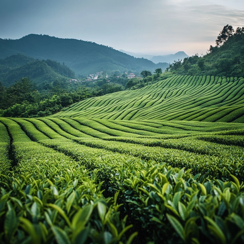 乌龙茶园茶叶茂盛