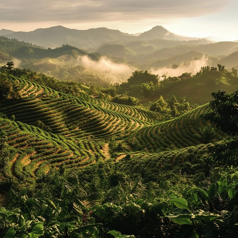 咖啡种植园起伏山景