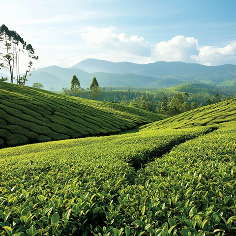 茶园梯田绿意盎然