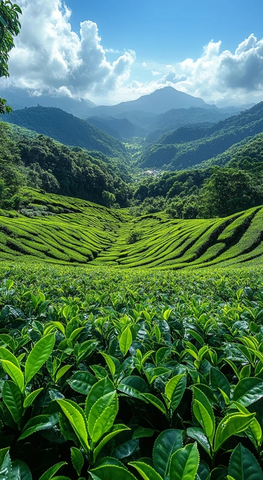 高山茶园蓝天茶树