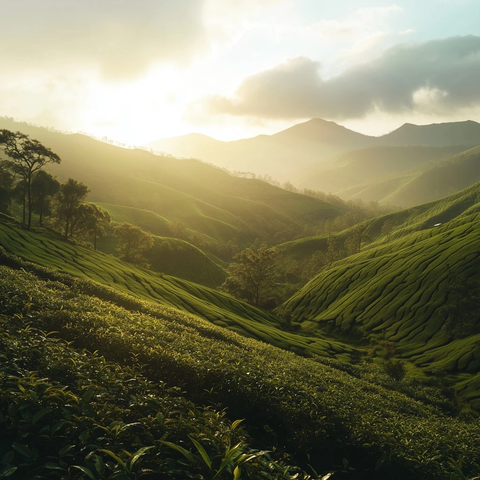 茶园绿坡双侧山丘