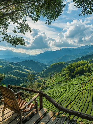 茶田梯田秋色云景