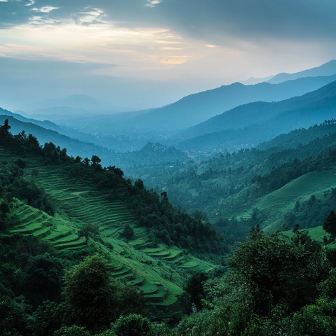梯田景观绿意盎然