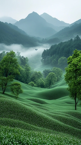 清明晨雾风筝细丝星光