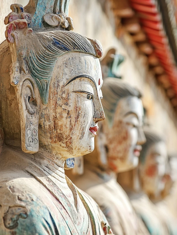 古老的佛像雕塑群像