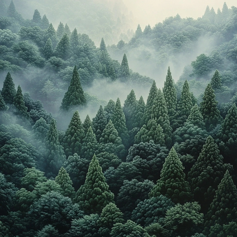 日本海树木繁茂景象