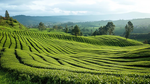 茶园整齐排列绿色景观