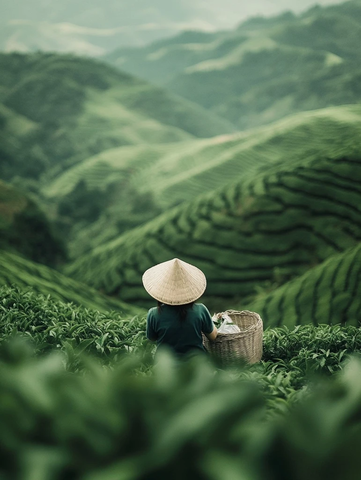 高山茶园女子采茶