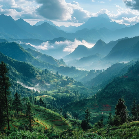 山脉森林自然景观