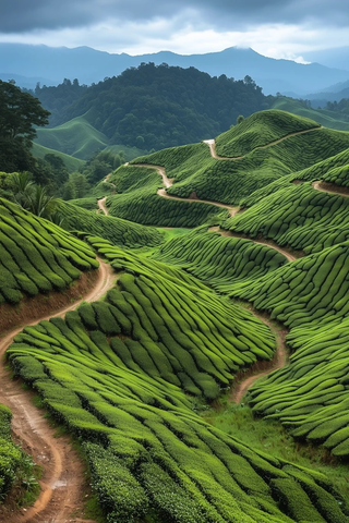 绿茶种植园山地排列