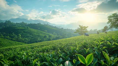 茶农采摘茶园茶叶
