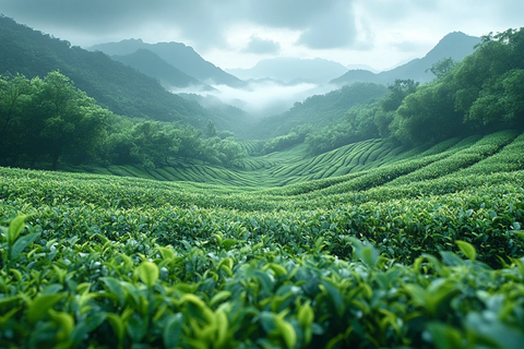 茶园梯田晨光雾山