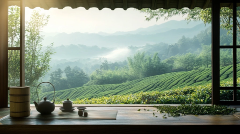 茶园阳光与茶叶采摘