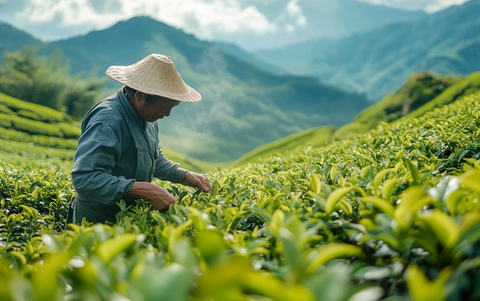 茶农采摘茶叶