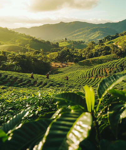 咖啡农场绿坡工作场景