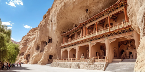 依山而建的特色建筑莫高窟