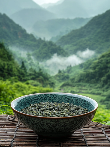 高山乌龙茶叶与茶盘