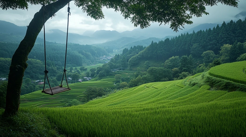 稻田风景对称构图