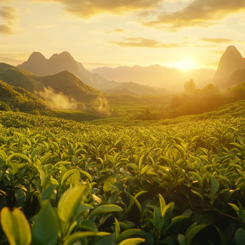茶山日落图