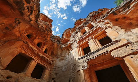 岩石上的古老建筑遗址