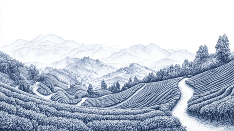 茶园山景微点画