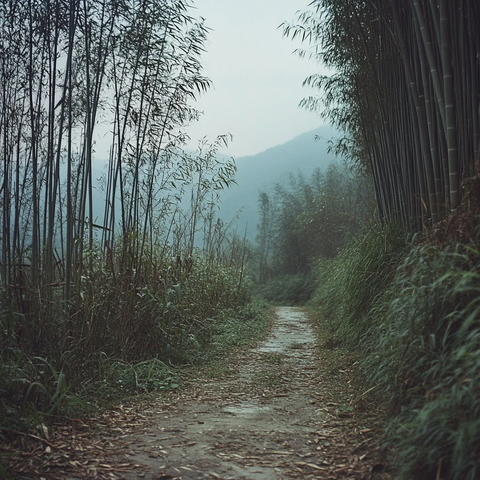 竹林小径阴天风景