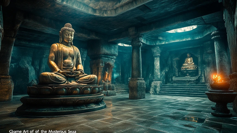 神秘古窟内的佛像雕塑