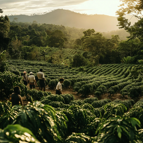 咖啡树下朋友欢聚时光