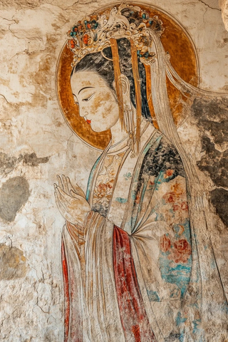 古老墙壁上的传统人物壁画