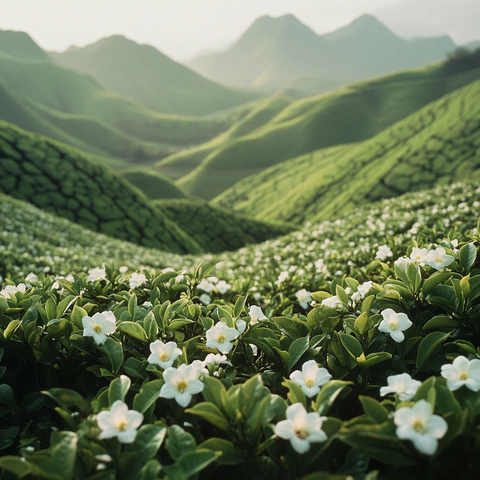 绿茶海洋与茉莉花