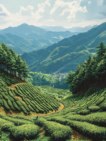 茶山梯田人在画中