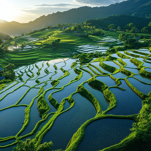 梯田水面倒影景观