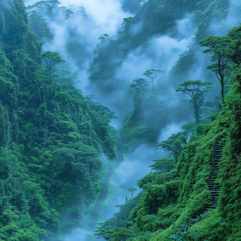 森林儿童玩耍场景