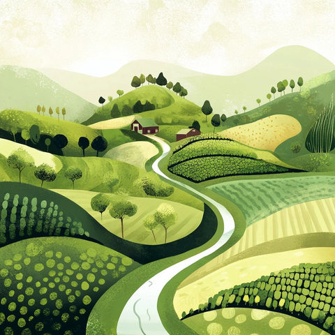 茶园绿意流淌的小溪